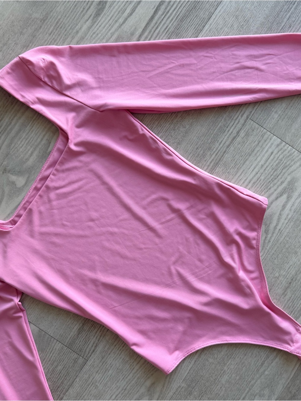 Long Sleeve Pink Scoop Neck Bodysuit - Picture 2 of 4